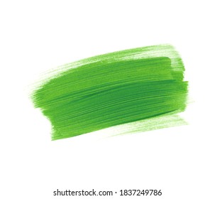 Green acrylic paint textured background vector. Organic creative banner. Natural brush stroke design.	