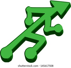 Green action arrow. Shows fast growth.