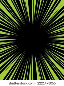 Green action lines dynamic background. Bursting motion