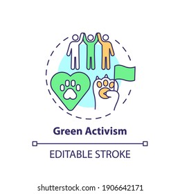 Green activism concept icon. Environment protection movement. Animal abuse, wildlife conservation idea thin line illustration. Vector isolated outline RGB color drawing. Editable stroke