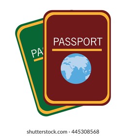 green adn red passports front view over isolated background, vector illustration 