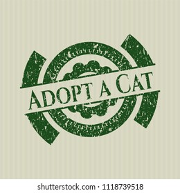 Green Adopt a Cat distressed grunge seal