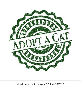 Green Adopt a Cat rubber grunge seal