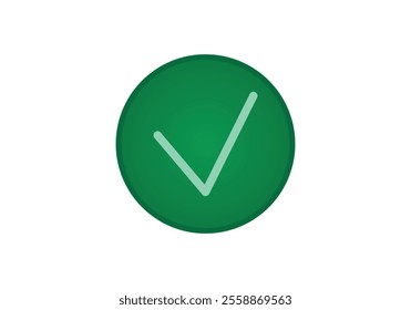 Green affirmative tick button on white background