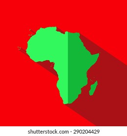 green africa map with long shadow