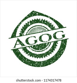 Green Agog distressed rubber stamp