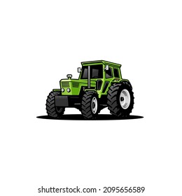 Green agricultural tractor illustration vector