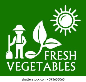 green agriculture symbol with man and plant silhouette