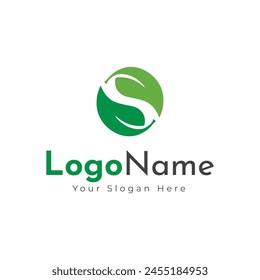Green agro logo with fields and leaves. Logo design, farm logo design