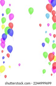 Green Air Background White Vector. Flying Shiny Set. Pink Celebrate. Purple Helium. Ballon Jubilee Template.
