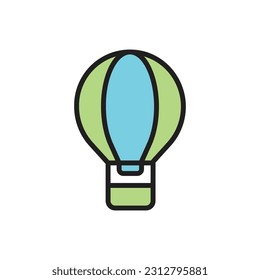 Green Air Balloon Icon Vector Illustration