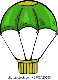 Green air balloon, illustration, vector on a white background.