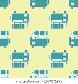 Green Air compressor icon isolated seamless pattern on yellow background.  Vector Illustration