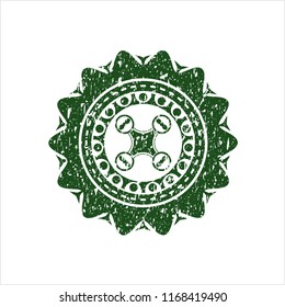Green air drone icon inside distress rubber grunge texture stamp