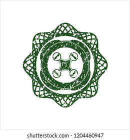 Green air drone icon inside grunge style stamp