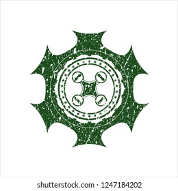 Green air drone icon inside distressed grunge seal
