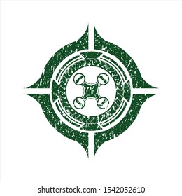 Green air drone icon inside distressed grunge seal