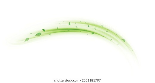 Green air swirl effect with flying mint, tea leaves isolated on white background, vector realistic illustration for advertising design of pharma and food industry.	
