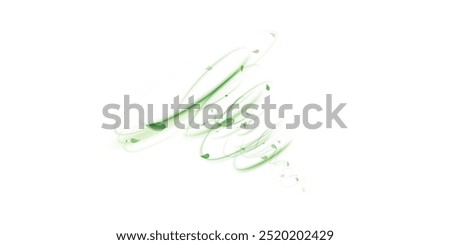 Green air swirl effect with flying mint, tea leaves isolated on white background, vector realistic illustration for advertising design of pharma and food industry.	