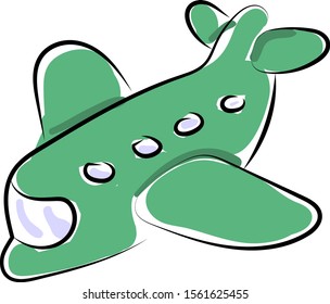 Green airplane, illustration, vector on white background.