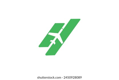 Green airplane takeoff icon logo design simple modern logo