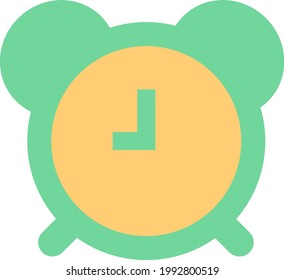 Reloj de alarma verde, ilustración, sobre fondo blanco.