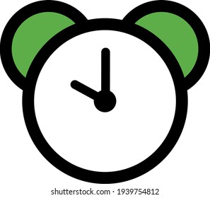 Green alarm clock, illustration, vector on a white background