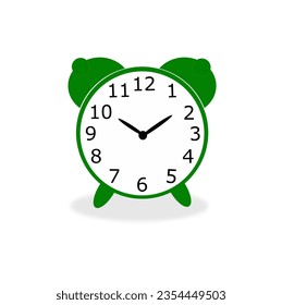 Green alarm clock isolated on white background