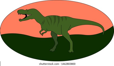 Green albertosaurus, illustration, vector on white background.