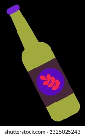 green alcohol bottle with label