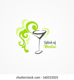 Green alcohol cocktail with splash 