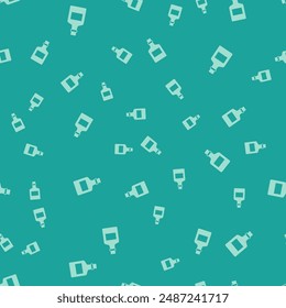Green Alcohol drink Rum bottle icon isolated seamless pattern on green background.  Vector