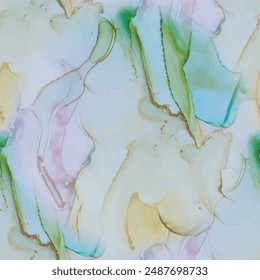 Lona de tinta de alcohol verde. Brillo de Vector Geode. Tinta De Vector Rosa Mármol. Pintura con tinta azul. Fondo de degradado dorado. Acuarela de color púrpura. Acuarela de arte de mármol púrpura. Plantilla Abstractas de lujo