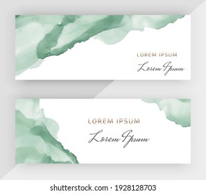 Green alcohol ink horizontal banners for social media