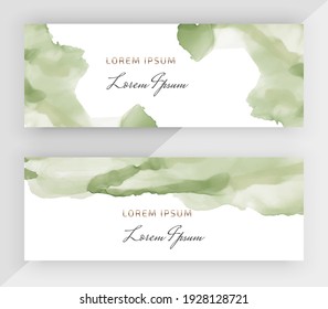 Green alcohol ink horizontal banners for social media