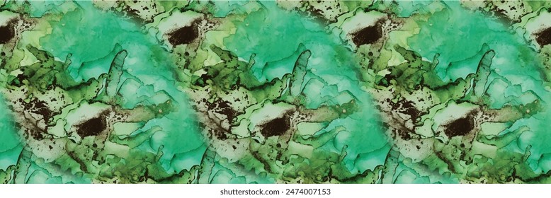 Green Alcohol Ink Marble. Blue Seamless Background. White Water Color Canvas. Bronze Water Color Watercolor. Foil Art Paint. Gold Marble Watercolor. Luxury Abstract Template. Fluid Seamless Texture.