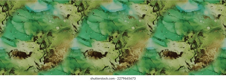 Green Alcohol Ink Marble. Gold Ink Paint. Foil Marble Watercolor. Bronze Alcohol Ink Watercolor. Luxury Seamless Painting. Blue Seamless Background. Vector Elegant Glitter. White Water Color Canvas.