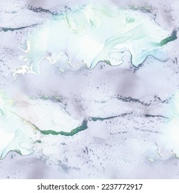 Repetición de tinta verde de alcohol. Resumen Moderno Repetir El Fondo Del Gradiente Oro. Pintura de arte de oro. Mármol de color de agua azul. Acuarela de mármol claro. Fondo Lilac de la tinta del alcohol. Textura sin soldadura en el suelo.
