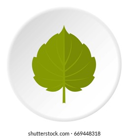 Green alder leaf icon in flat circle isolated on white background vector illustration for web