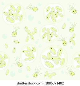 Green algae and bacterial cells pattern