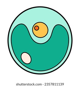 Green Algae Chlorella proteus science icon with nucleus, vacuole, contractile. Biology education laboratory cartoon protozoa organism. Bold bright unicellular microorganism. Vector illustration