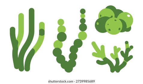 Green Algae Line art clean vibrant tone illustration