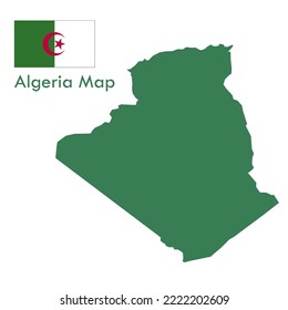 green algeria map vector with national flag
