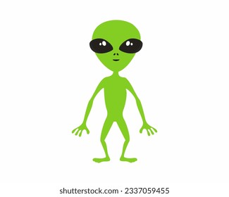 Green Alien cartoon character flat vector design.