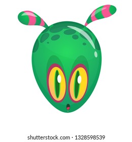 Green alien cartoon. Vector icon isolated