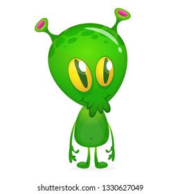 Green alien cartoon. Vector illustration isolated