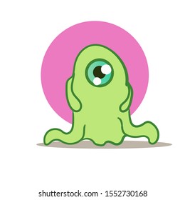 green alien cute vector illustration