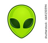 Green alien face emoji. Extraterrestrial humanoid head icon vector illustration.