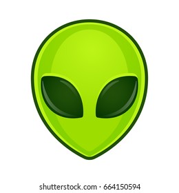 Green alien face emoji. Extraterrestrial humanoid head icon vector illustration.