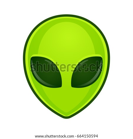 Green alien face emoji. Extraterrestrial humanoid head icon vector illustration.